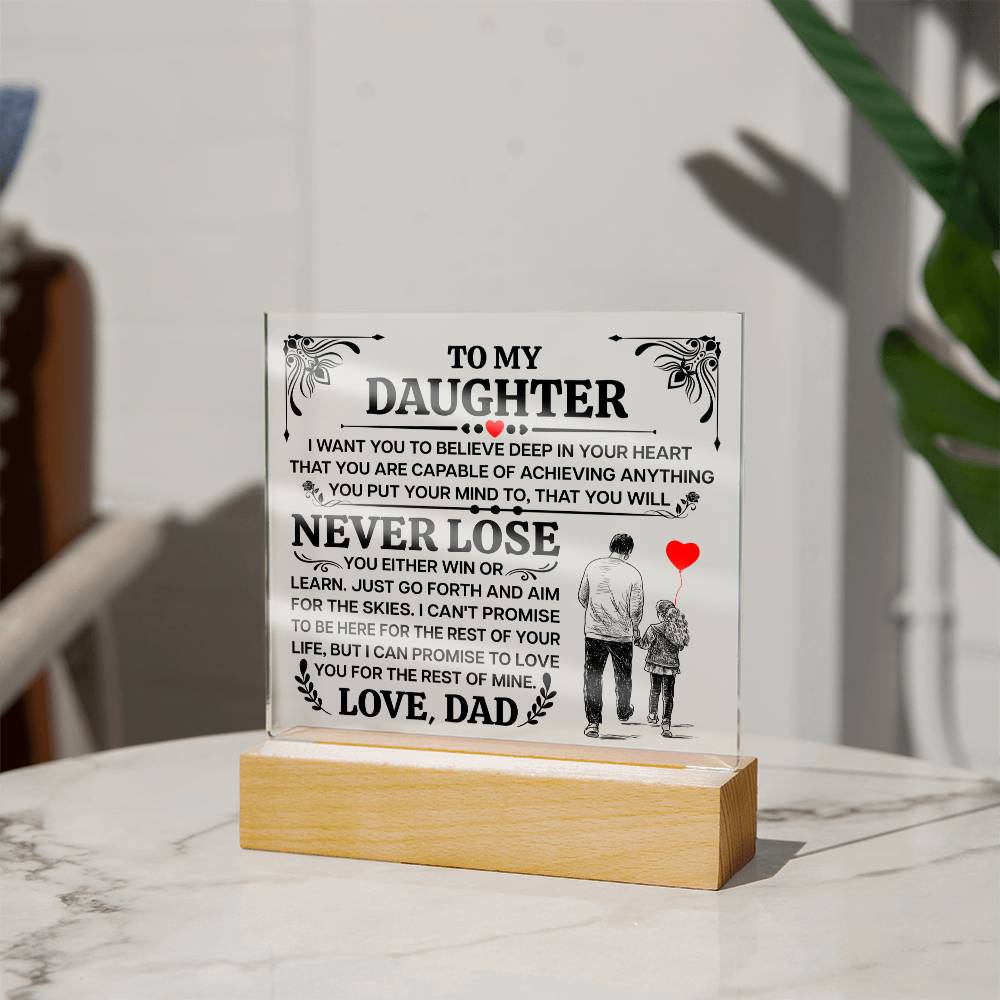 TO MY DAUGHTER PROMISE SQUARE ACRYLIC PLAQUE