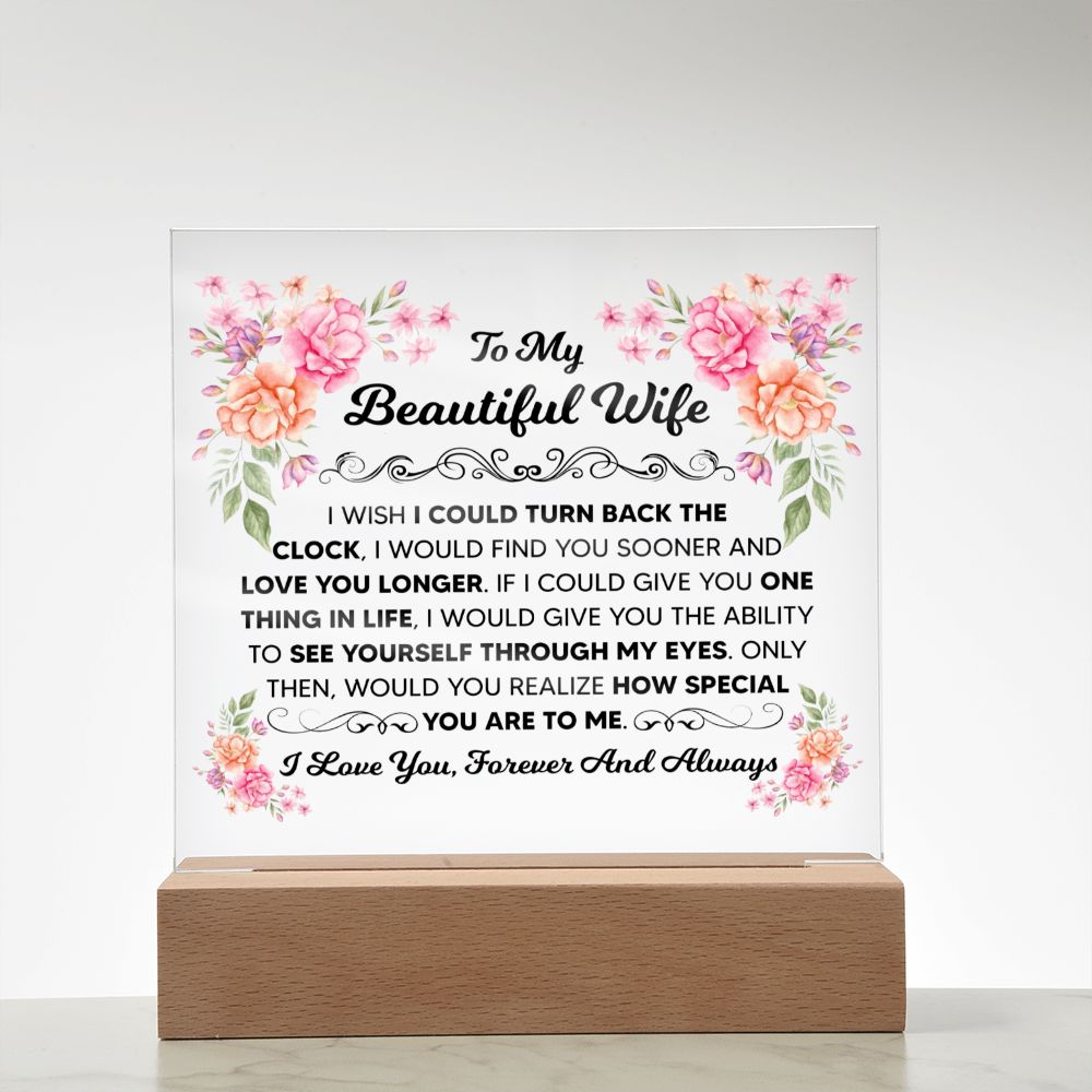 TO MY BEAUTIFUL WIFE SQUARE ACRYLIC PLAQUE