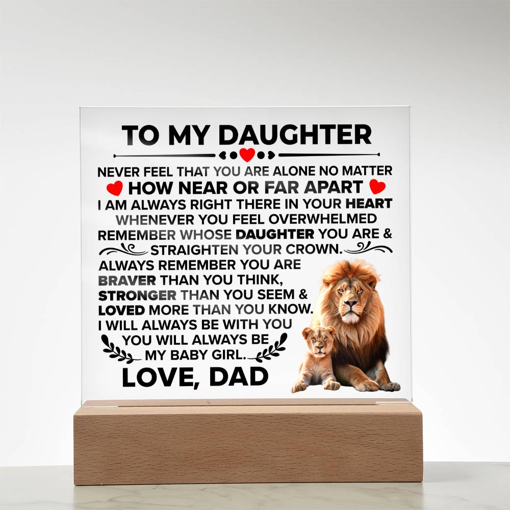 TO MY DAUGHTER BRAVER SQUARE ACRYLIC