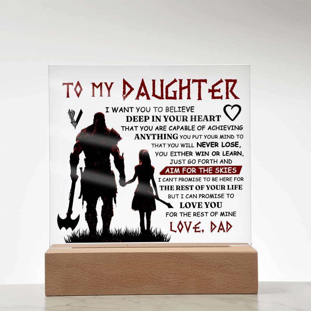 TO MY DAUGHTER VIKING SQUARE ACRYLIC PLAQUE