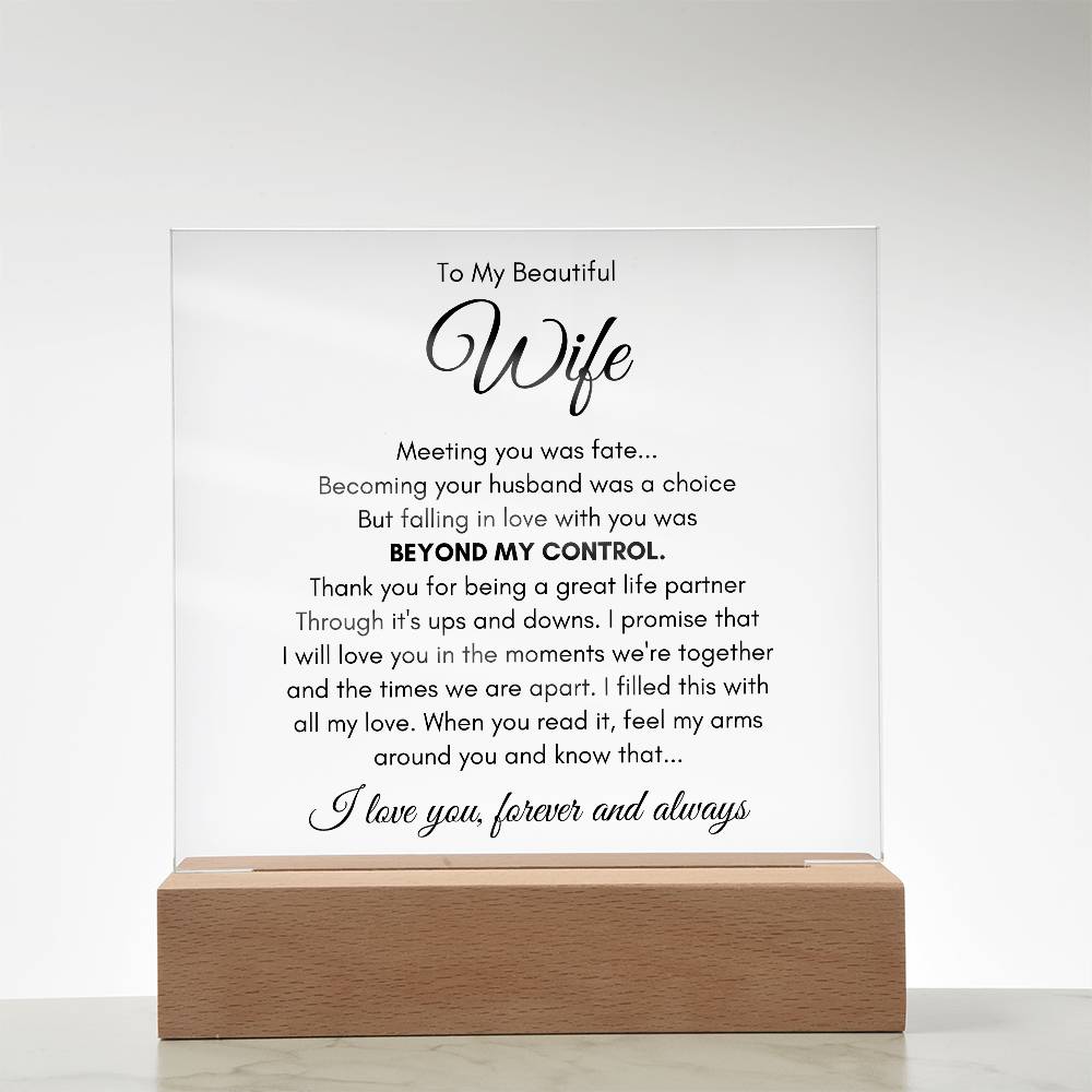 TO MY WIFE FATE SQUARE ACRYLIC