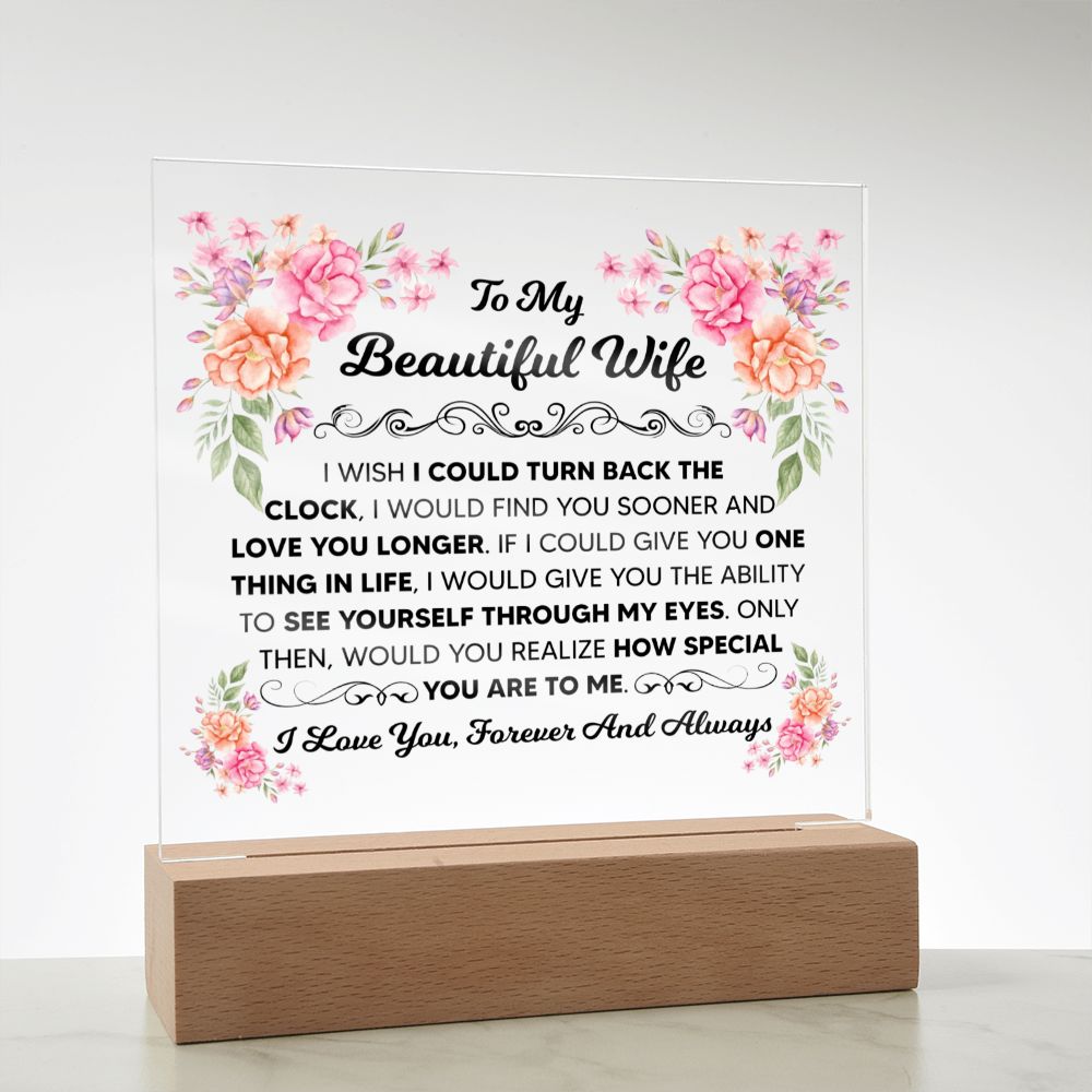 TO MY BEAUTIFUL WIFE SQUARE ACRYLIC PLAQUE