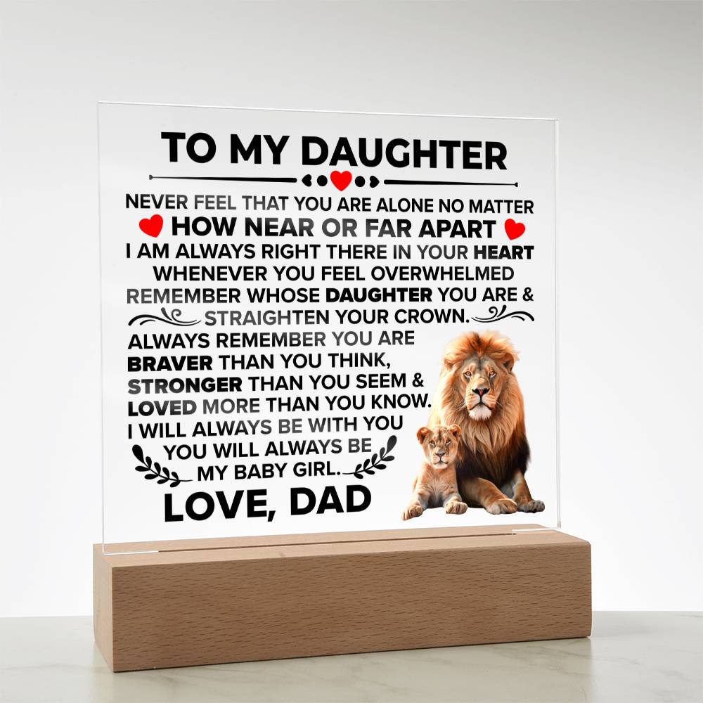 TO MY DAUGHTER BRAVER SQUARE ACRYLIC