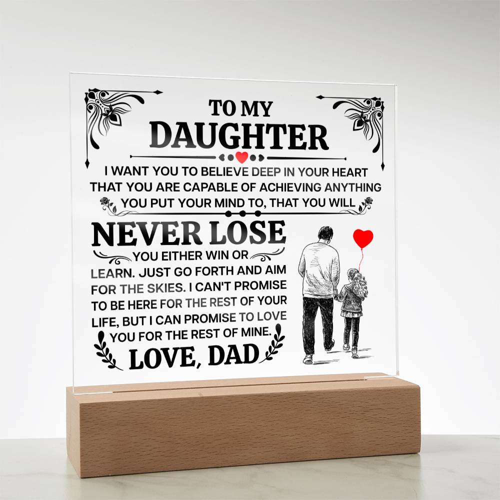 TO MY DAUGHTER PROMISE SQUARE ACRYLIC PLAQUE