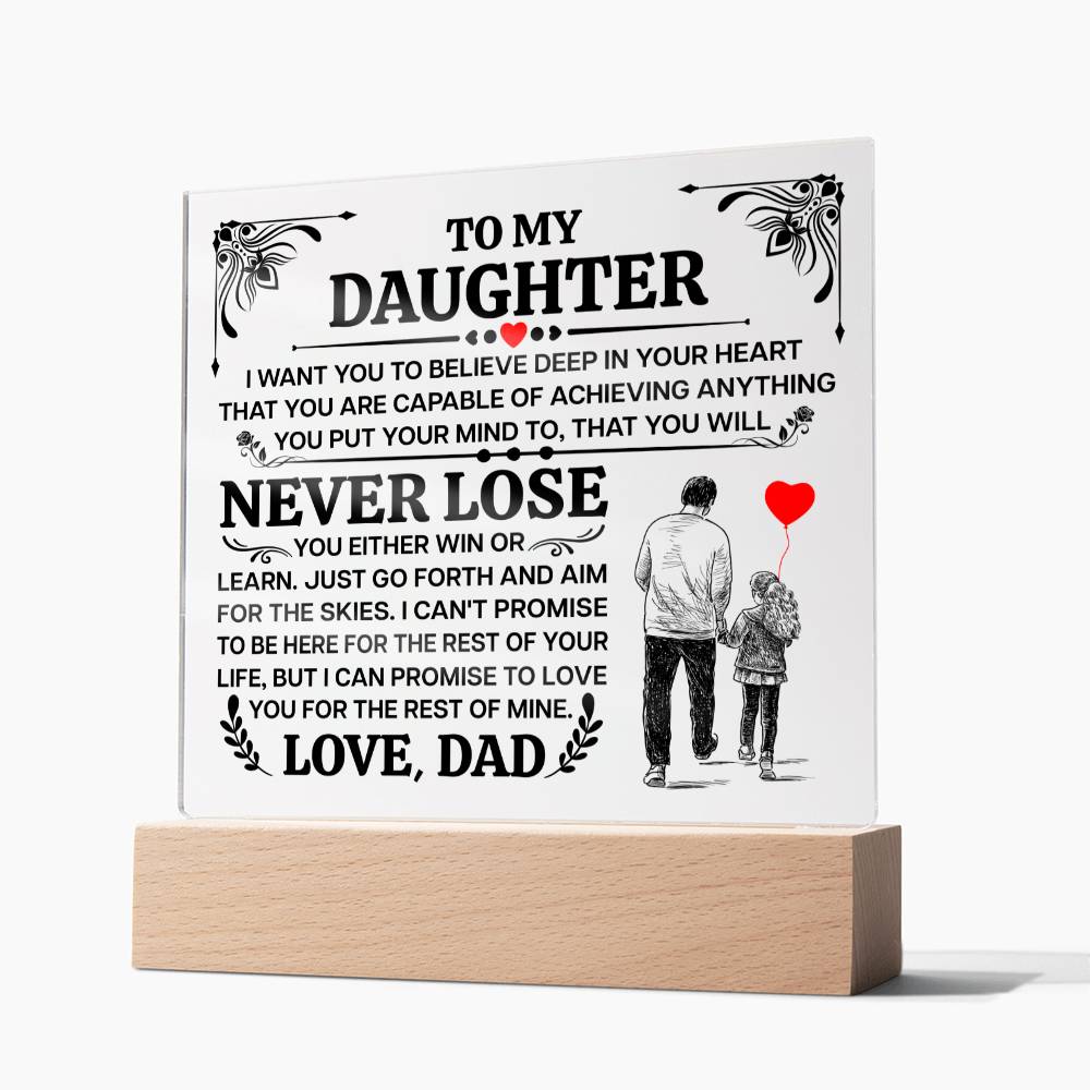 TO MY DAUGHTER PROMISE SQUARE ACRYLIC PLAQUE