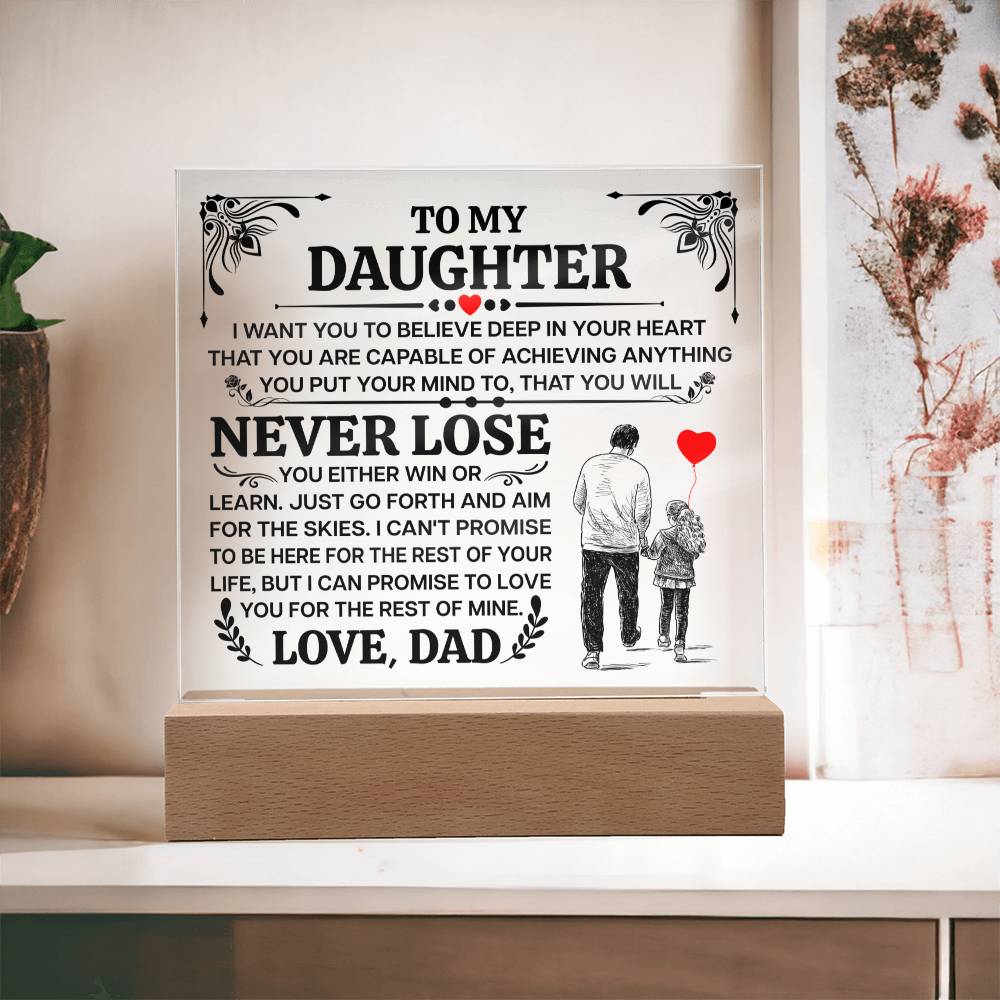 TO MY DAUGHTER PROMISE SQUARE ACRYLIC PLAQUE