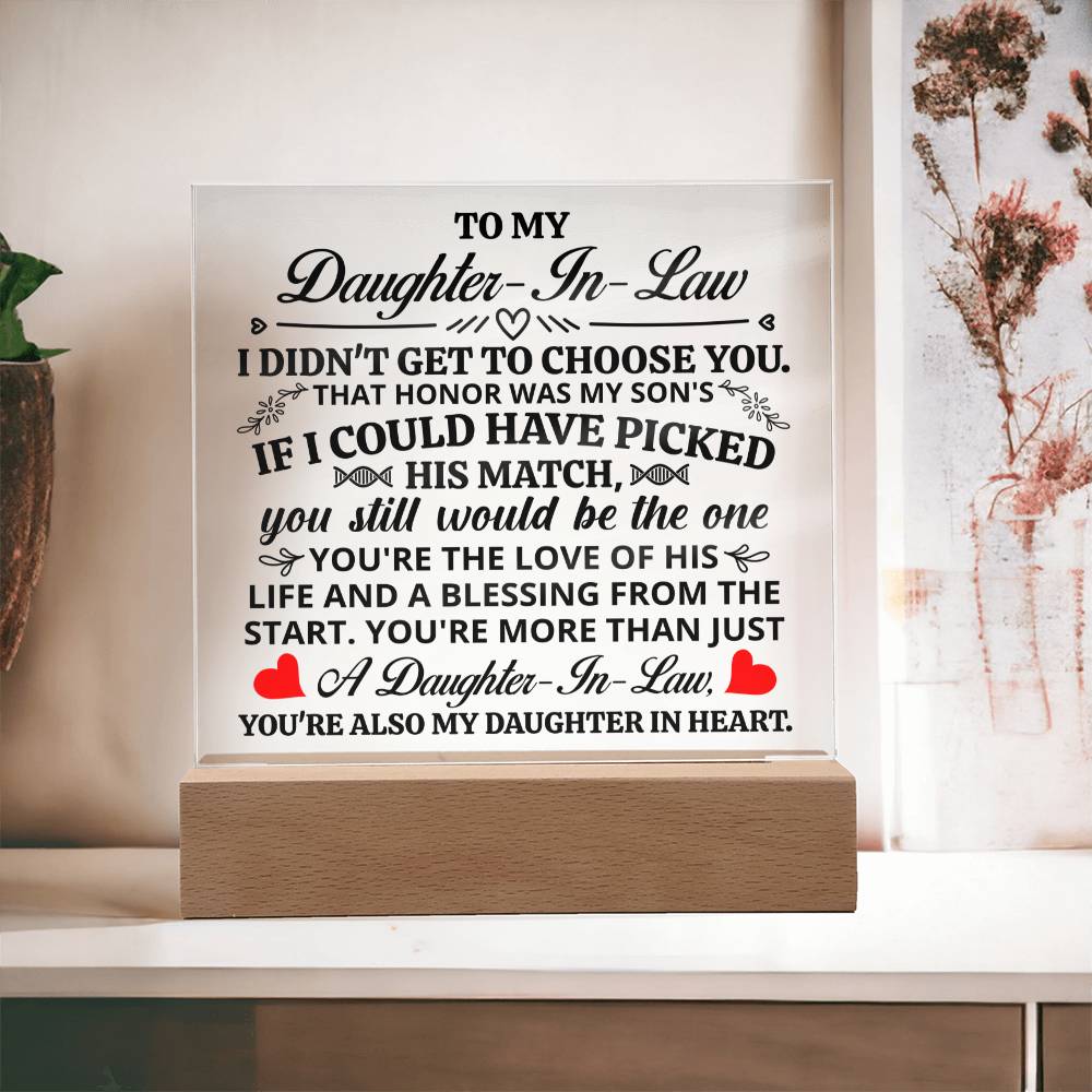 TO MY DAUGHTER IN LAW HONOR SQUARE ACRYLIC