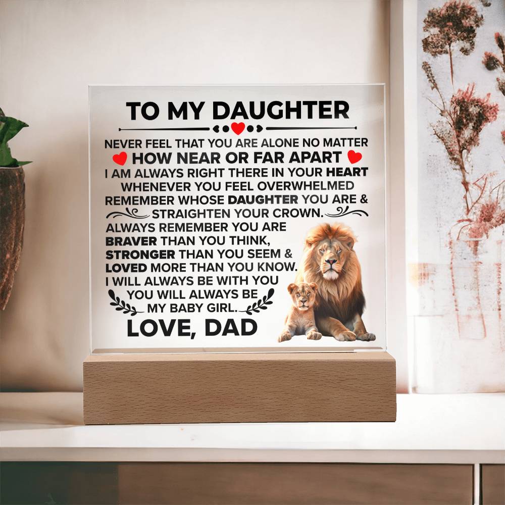 TO MY DAUGHTER BRAVER SQUARE ACRYLIC