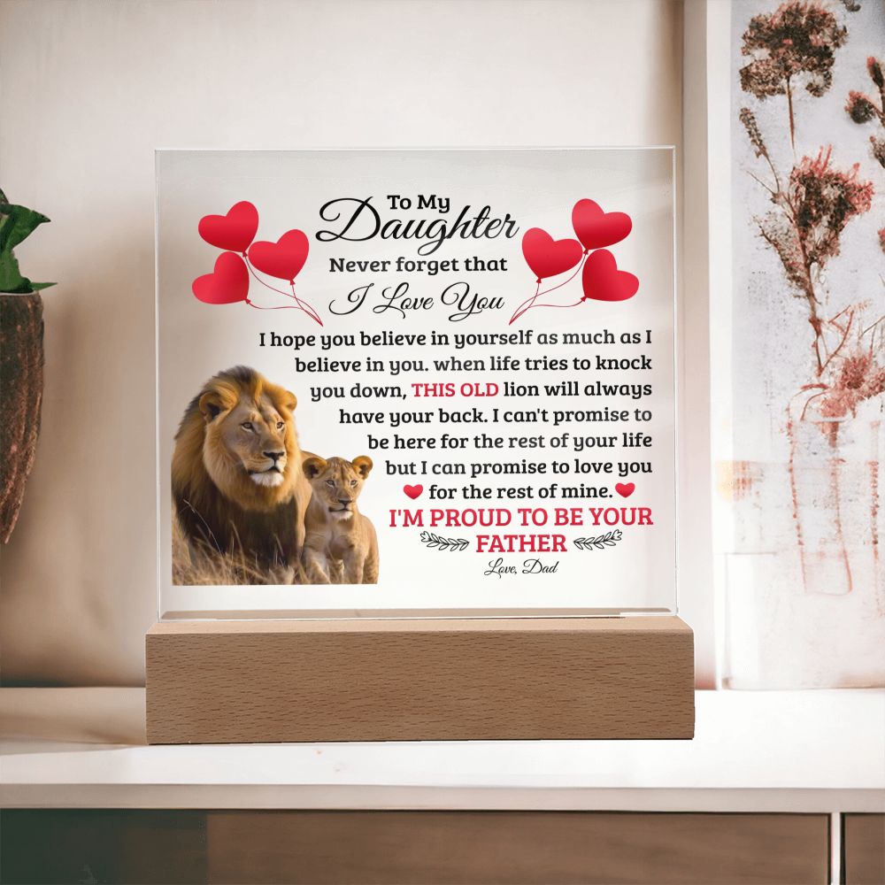 TO MY DAUGHTER OLD LION SQUEARE ACRYLIC PLAQUE