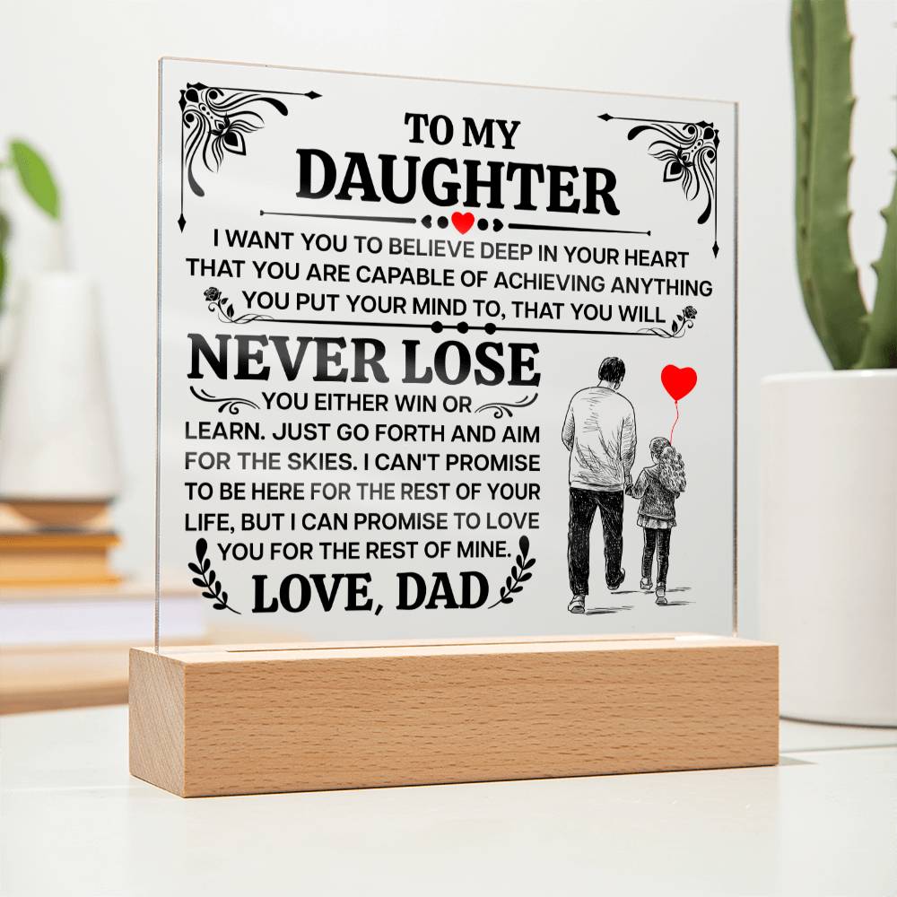 TO MY DAUGHTER PROMISE SQUARE ACRYLIC PLAQUE