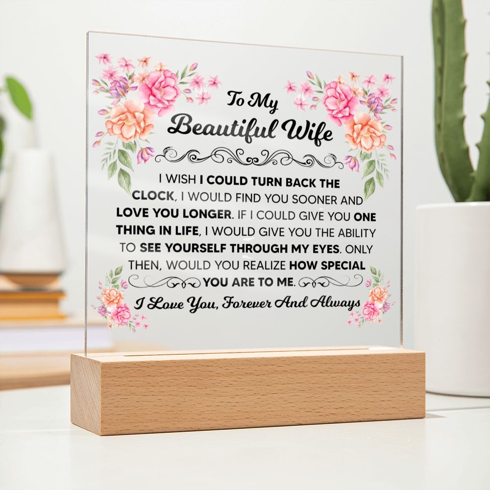 TO MY BEAUTIFUL WIFE SQUARE ACRYLIC PLAQUE