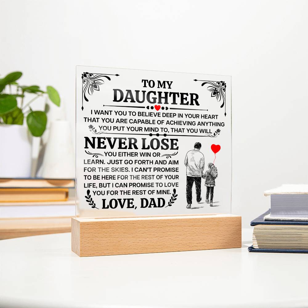 TO MY DAUGHTER PROMISE SQUARE ACRYLIC PLAQUE