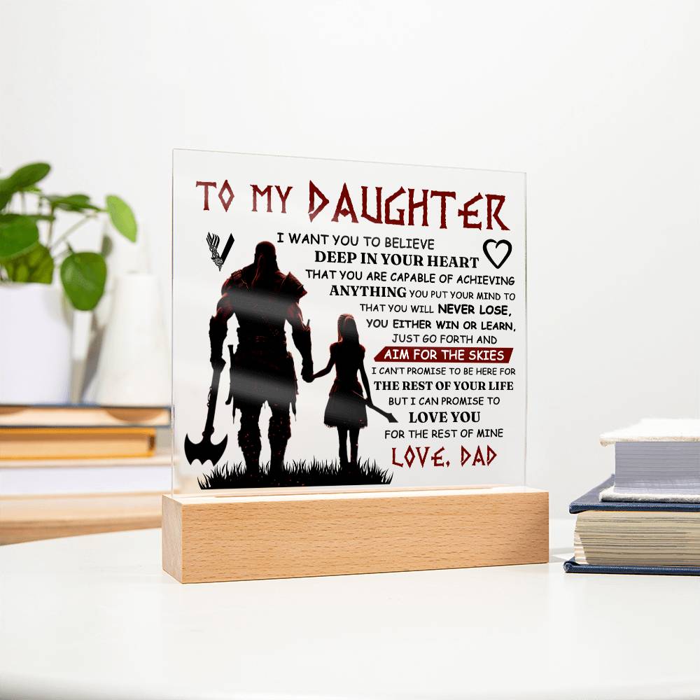TO MY DAUGHTER VIKING SQUARE ACRYLIC PLAQUE
