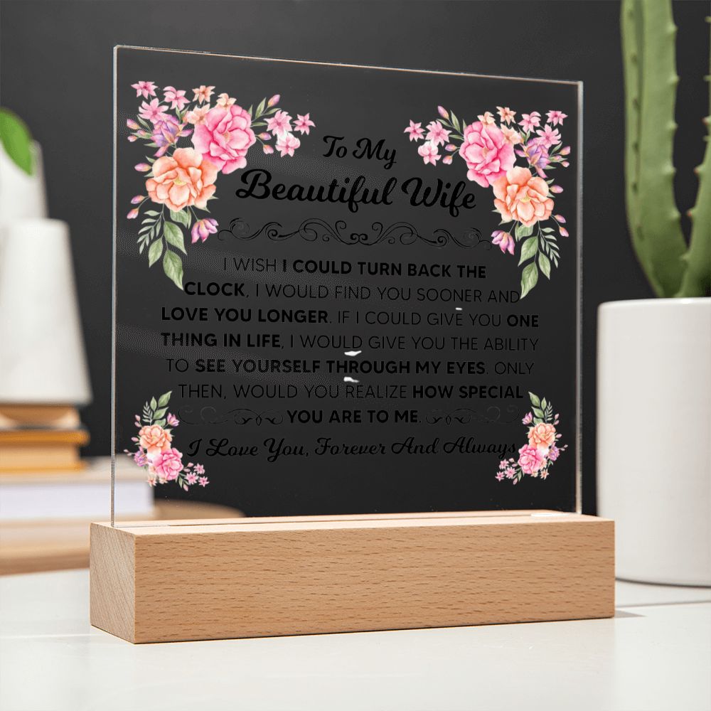 TO MY BEAUTIFUL WIFE SQUARE ACRYLIC PLAQUE
