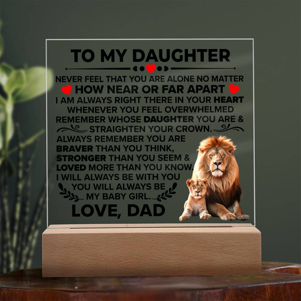 TO MY DAUGHTER BRAVER SQUARE ACRYLIC