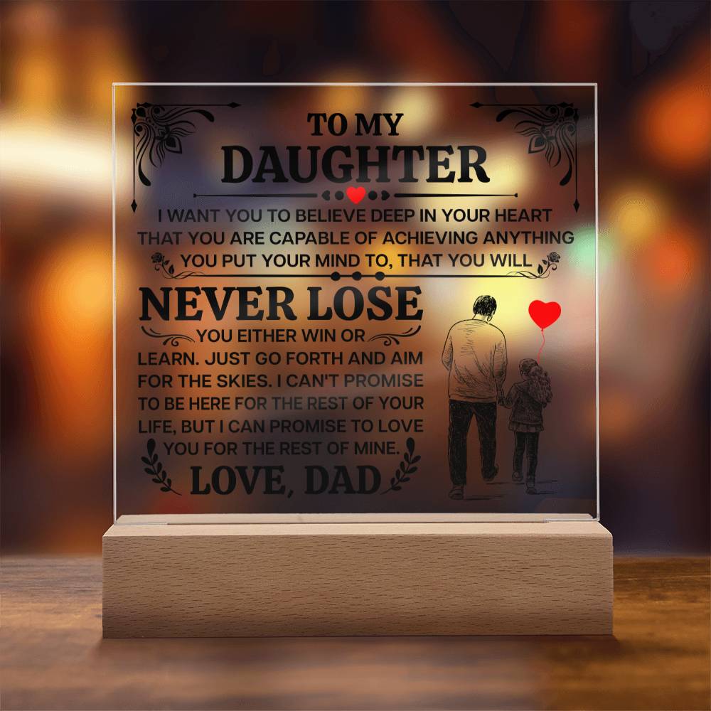 TO MY DAUGHTER PROMISE SQUARE ACRYLIC PLAQUE