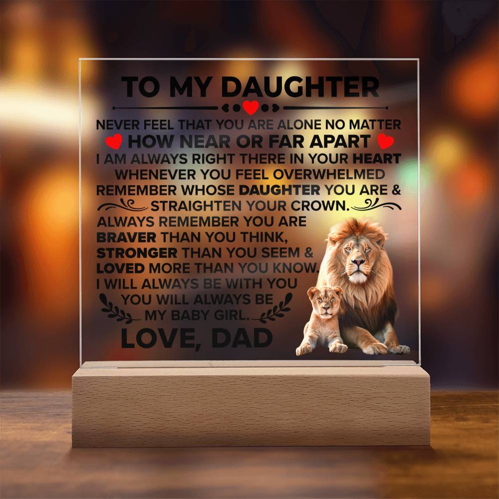 TO MY DAUGHTER BRAVER SQUARE ACRYLIC