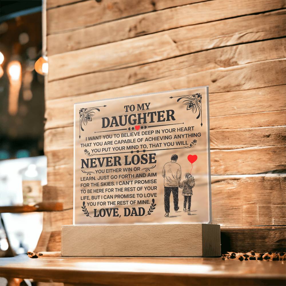 TO MY DAUGHTER PROMISE SQUARE ACRYLIC PLAQUE