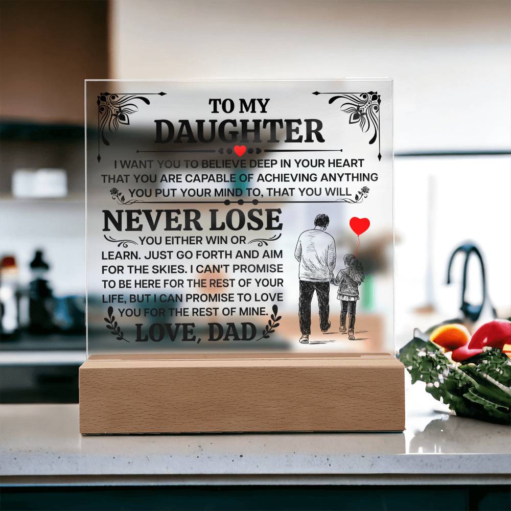 TO MY DAUGHTER PROMISE SQUARE ACRYLIC PLAQUE