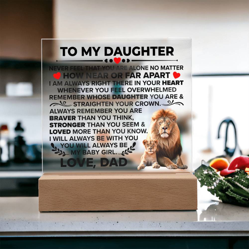 TO MY DAUGHTER BRAVER SQUARE ACRYLIC