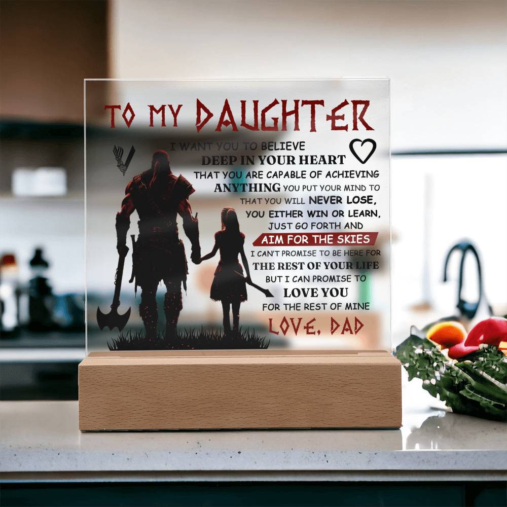 TO MY DAUGHTER VIKING SQUARE ACRYLIC PLAQUE