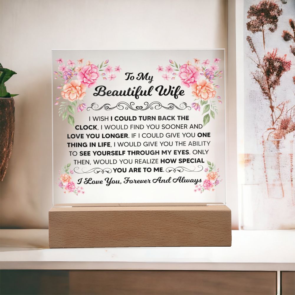 TO MY BEAUTIFUL WIFE SQUARE ACRYLIC PLAQUE