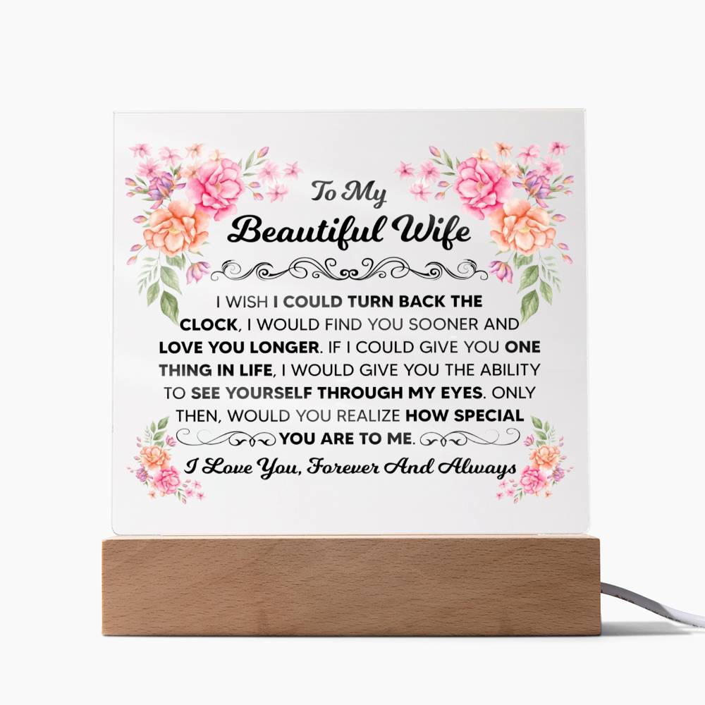 TO MY BEAUTIFUL WIFE SQUARE ACRYLIC PLAQUE 1