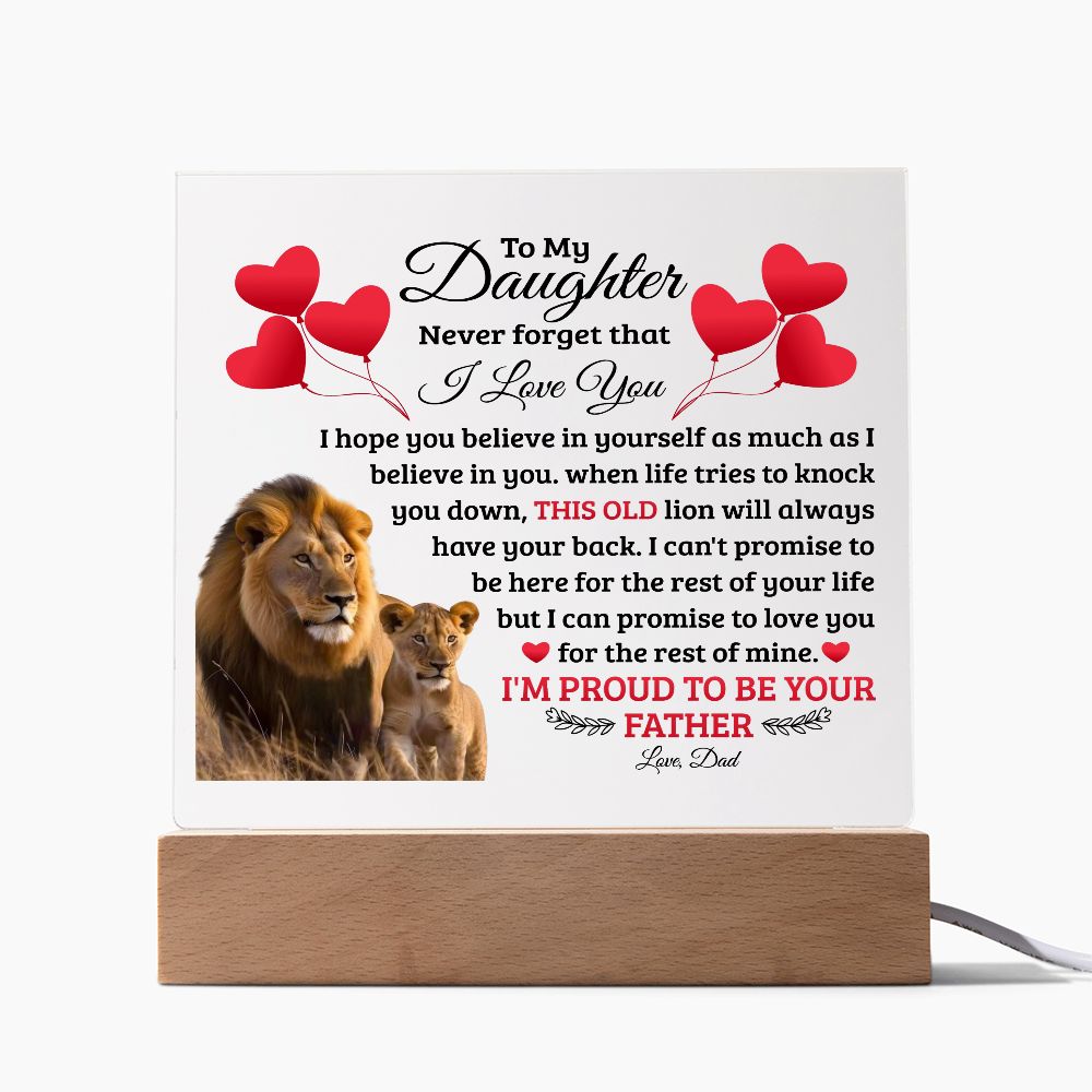 TO MY DAUGHTER OLD LION SQUEARE ACRYLIC PLAQUE