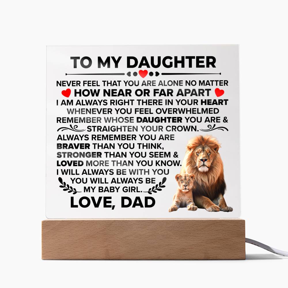TO MY DAUGHTER BRAVER SQUARE ACRYLIC