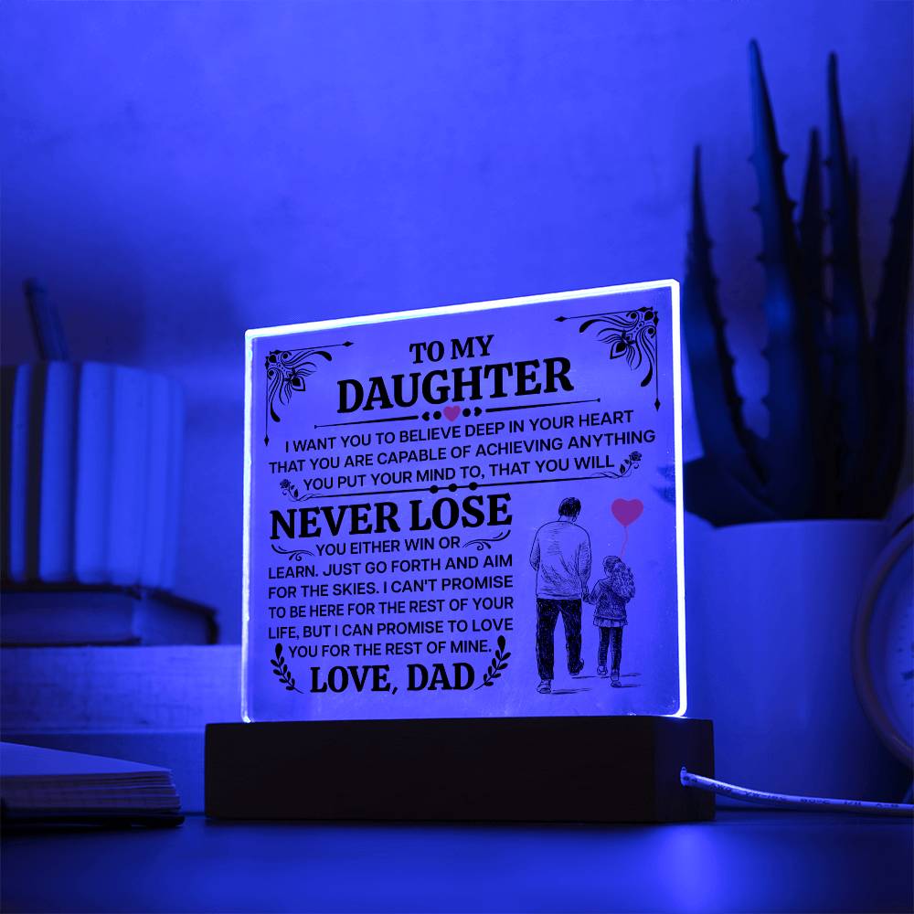 TO MY DAUGHTER PROMISE SQUARE ACRYLIC PLAQUE