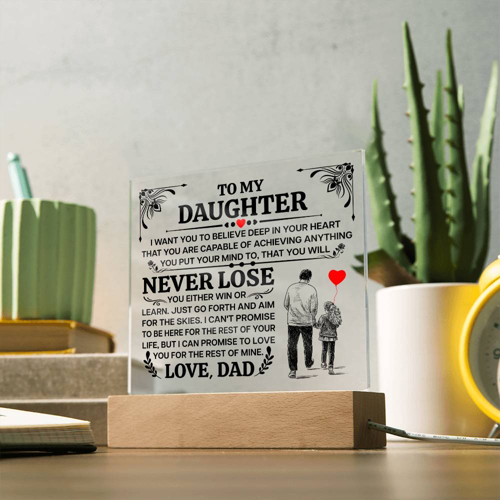 TO MY DAUGHTER PROMISE SQUARE ACRYLIC PLAQUE