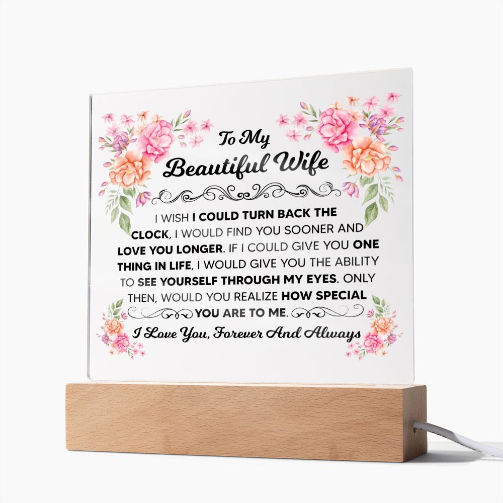 TO MY BEAUTIFUL WIFE SQUARE ACRYLIC PLAQUE