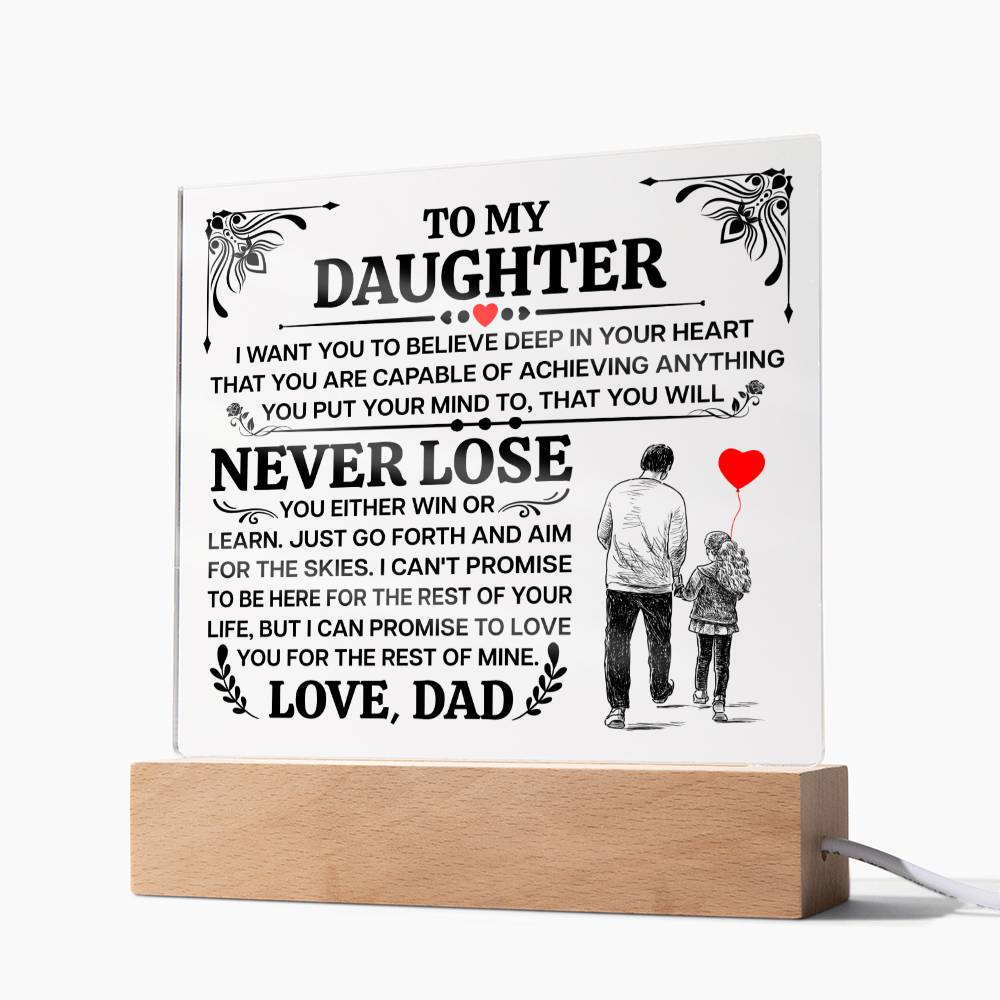 TO MY DAUGHTER PROMISE SQUARE ACRYLIC PLAQUE