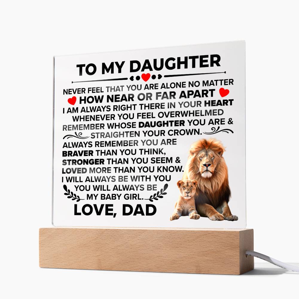 TO MY DAUGHTER BRAVER SQUARE ACRYLIC