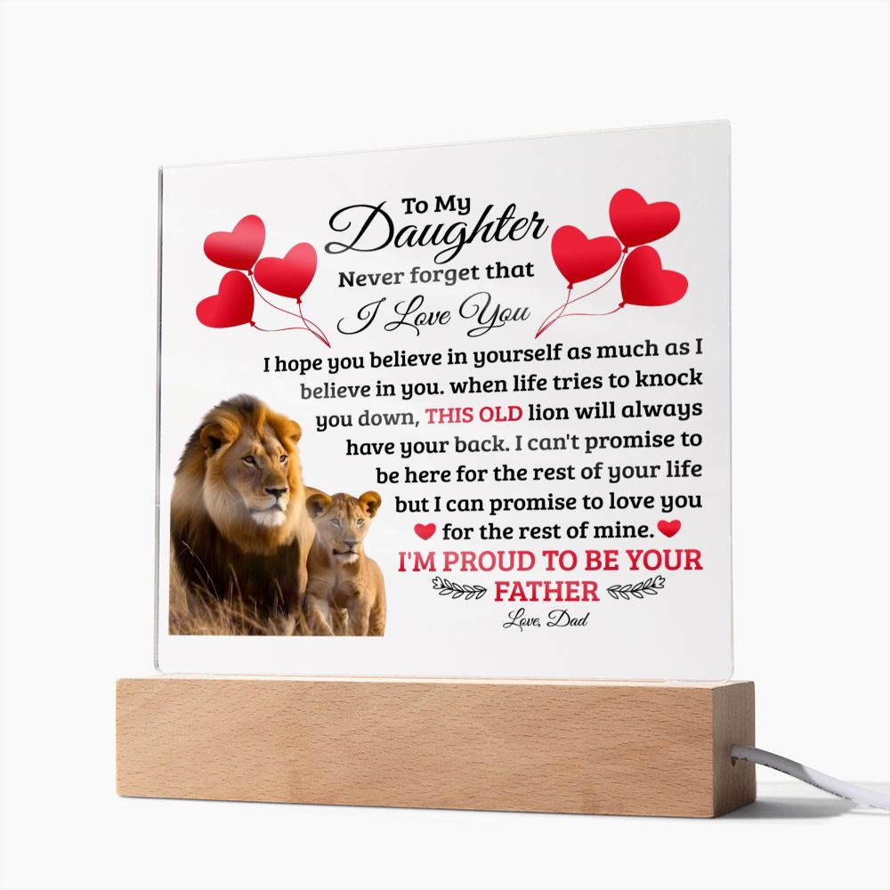 TO MY DAUGHTER OLD LION SQUEARE ACRYLIC PLAQUE