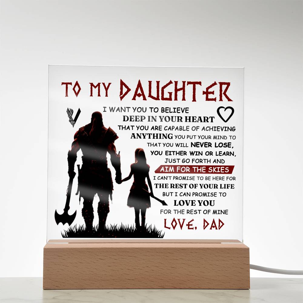 TO MY DAUGHTER VIKING SQUARE ACRYLIC PLAQUE