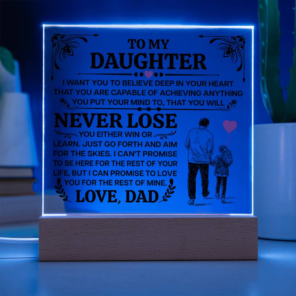 TO MY DAUGHTER PROMISE SQUARE ACRYLIC PLAQUE