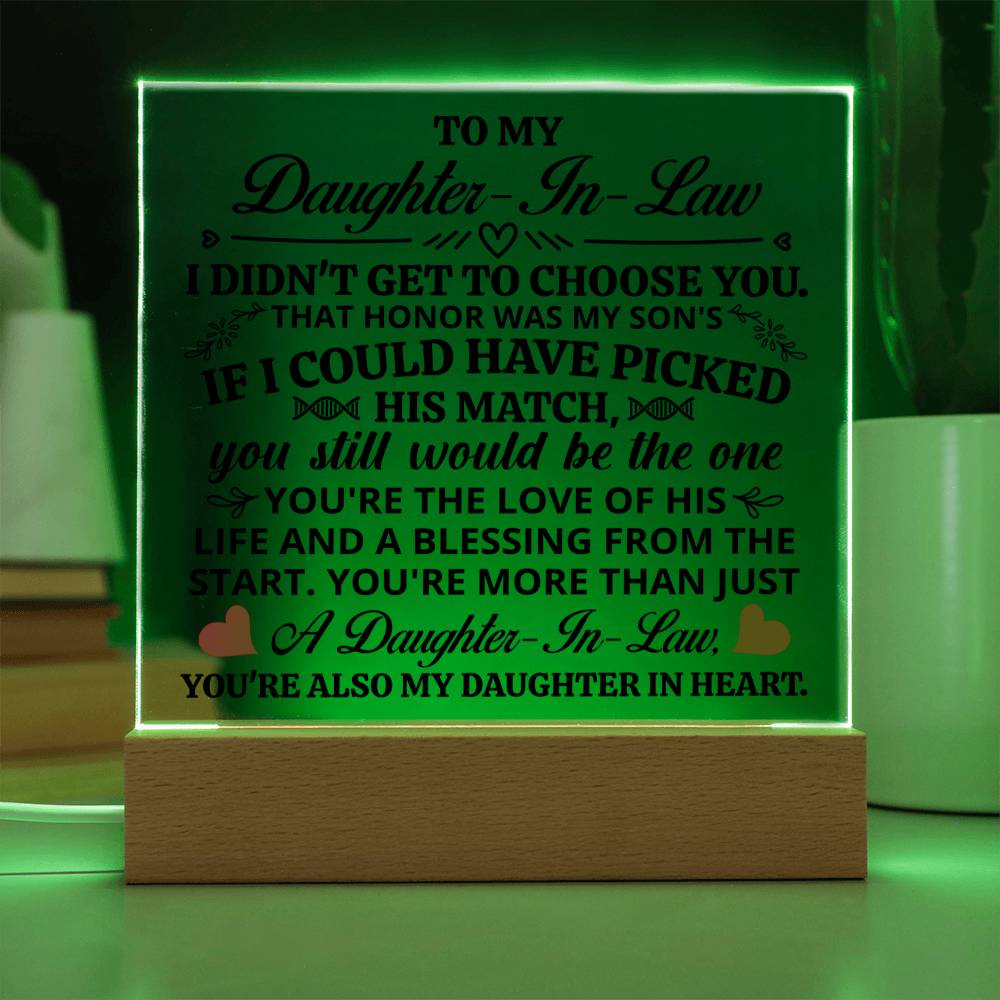 TO MY DAUGHTER IN LAW HONOR SQUARE ACRYLIC
