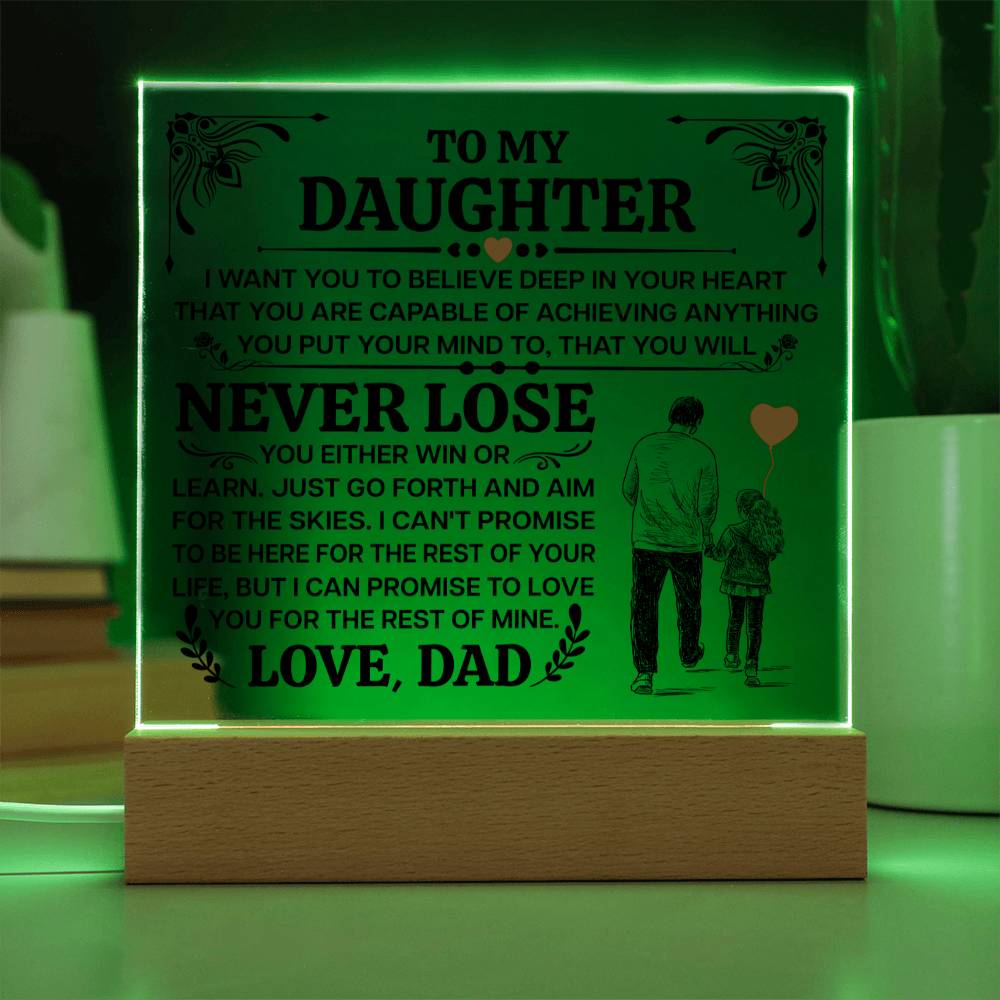 TO MY DAUGHTER PROMISE SQUARE ACRYLIC PLAQUE