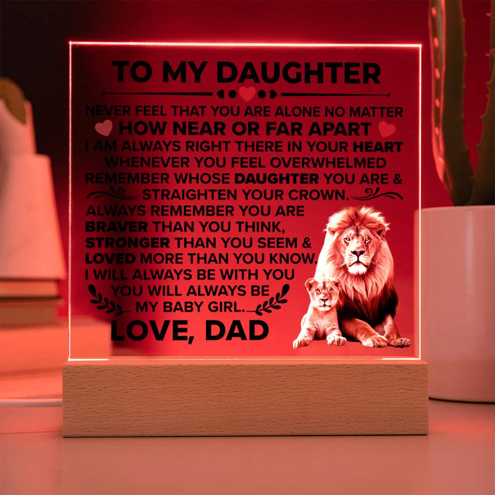 TO MY DAUGHTER BRAVER SQUARE ACRYLIC