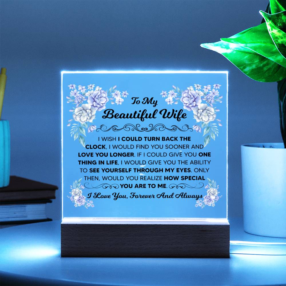 TO MY BEAUTIFUL WIFE SQUARE ACRYLIC PLAQUE 1