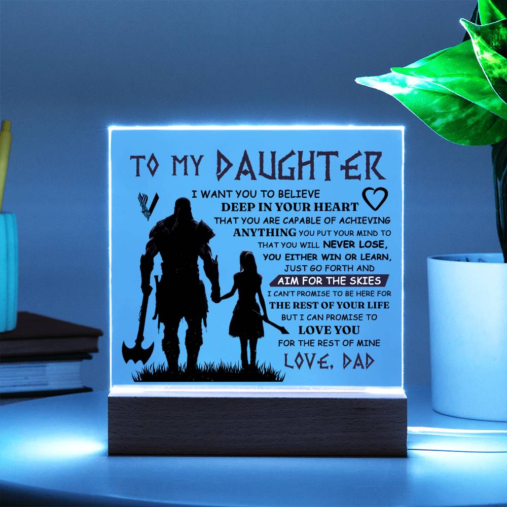 TO MY DAUGHTER VIKING SQUARE ACRYLIC PLAQUE