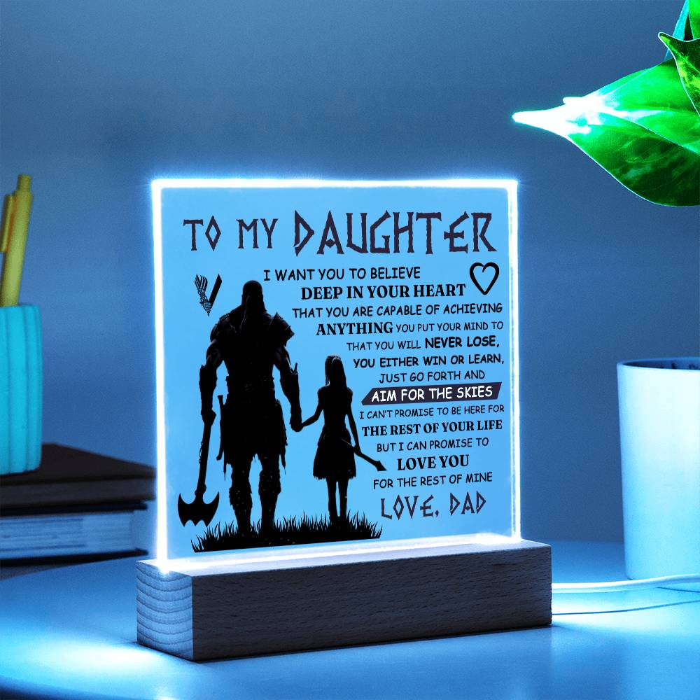 TO MY DAUGHTER VIKING SQUARE ACRYLIC PLAQUE