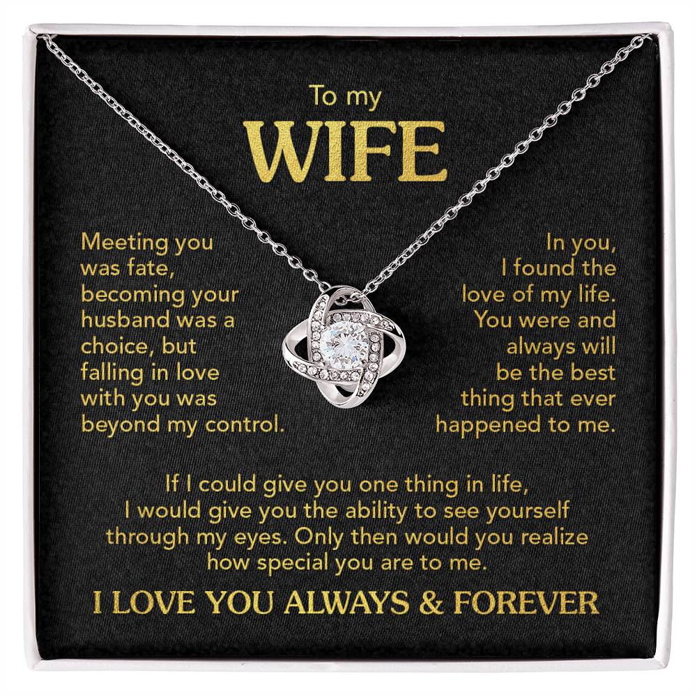 TO MY WIFE FALLING IN LOVE KNOT NECKLACE + FLOWER BOUQUET BUNDLE