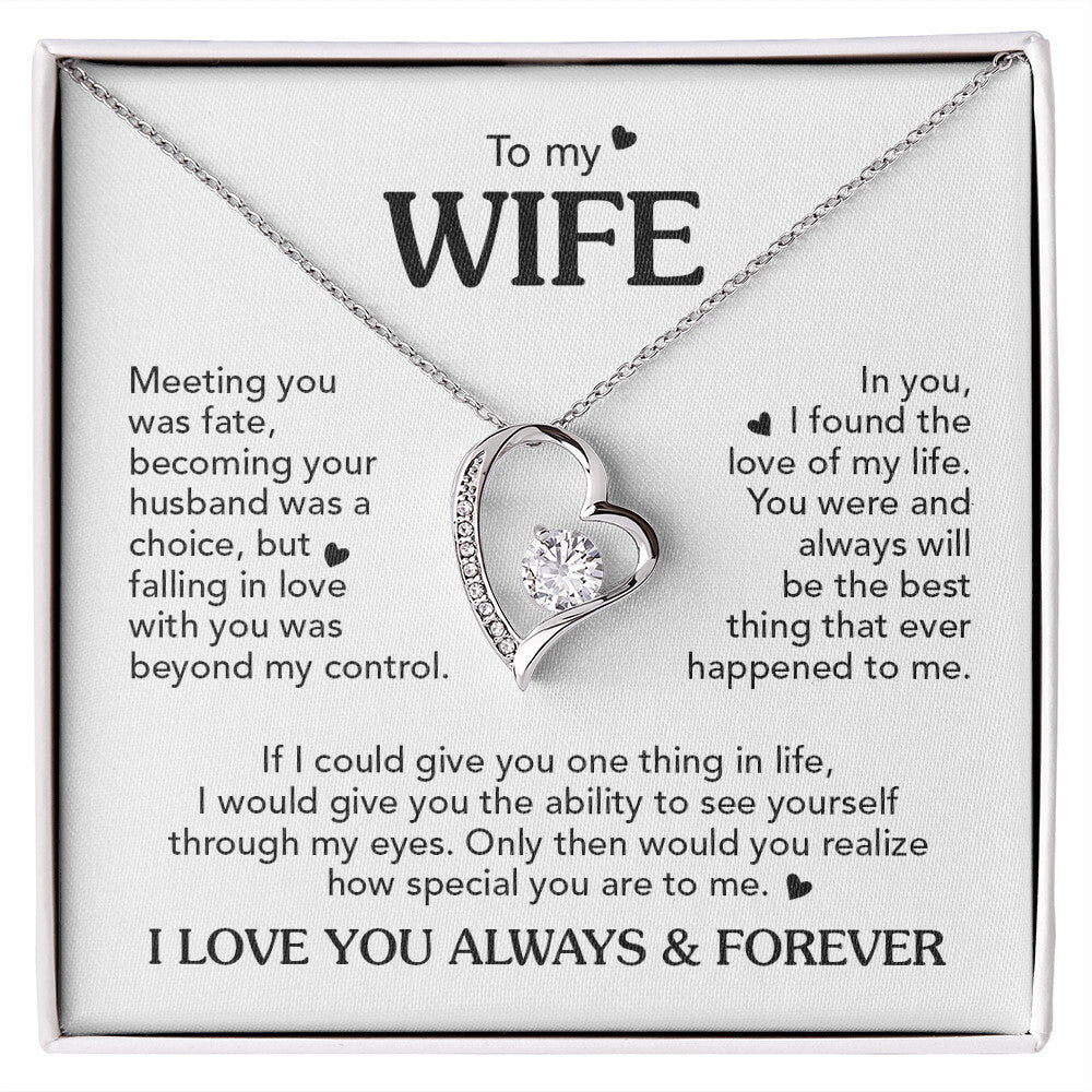 TO MY WIFE THROUGH MY EYES FOREVER NECKLACE + BOUQUET FLOWER