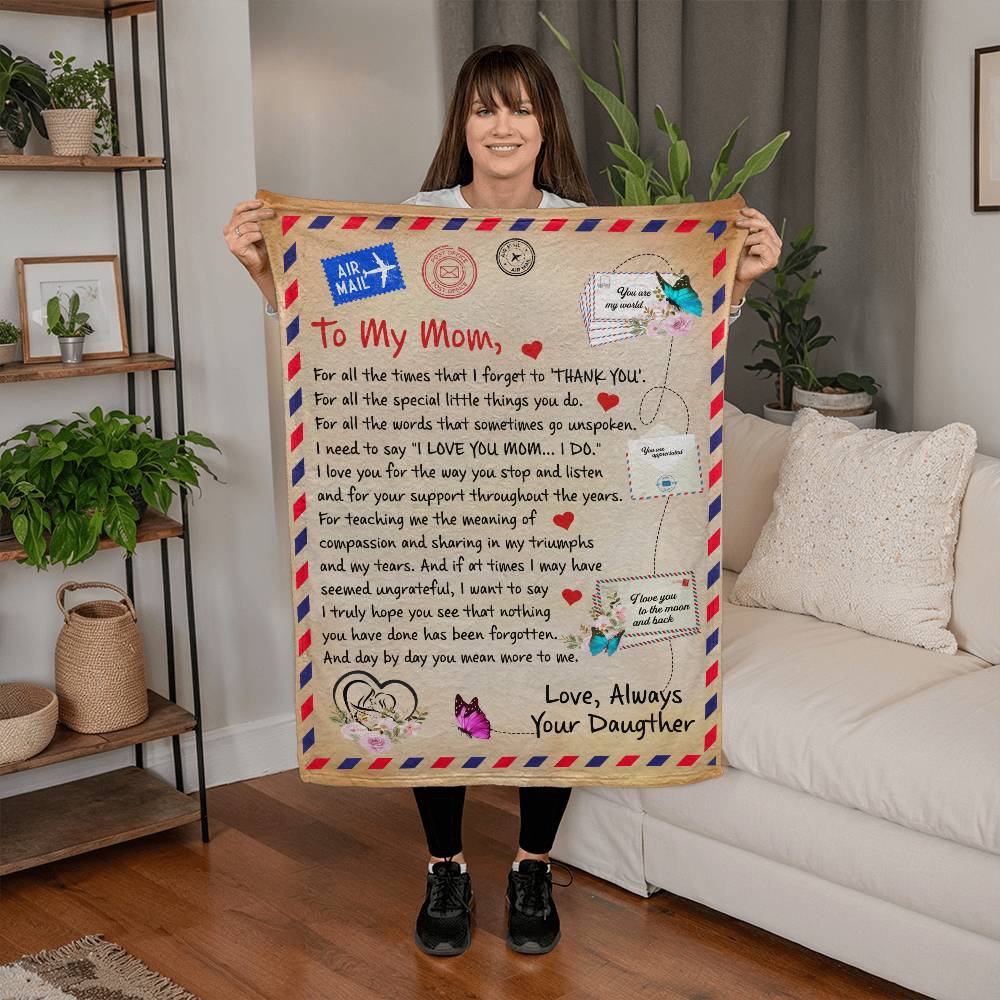 TO MY MOM THANK YOU CORAL FLEECE BLANKET