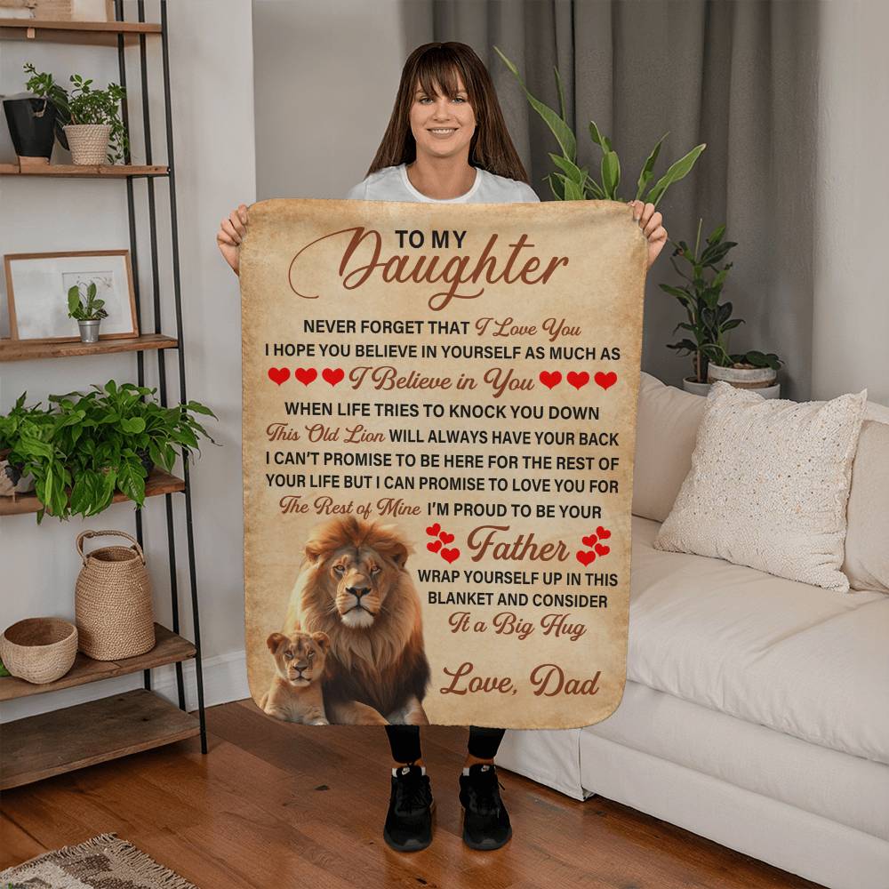 TO MY DAUGHTER THIS OLD LION SHERPA FLEECE BLANKET - 2