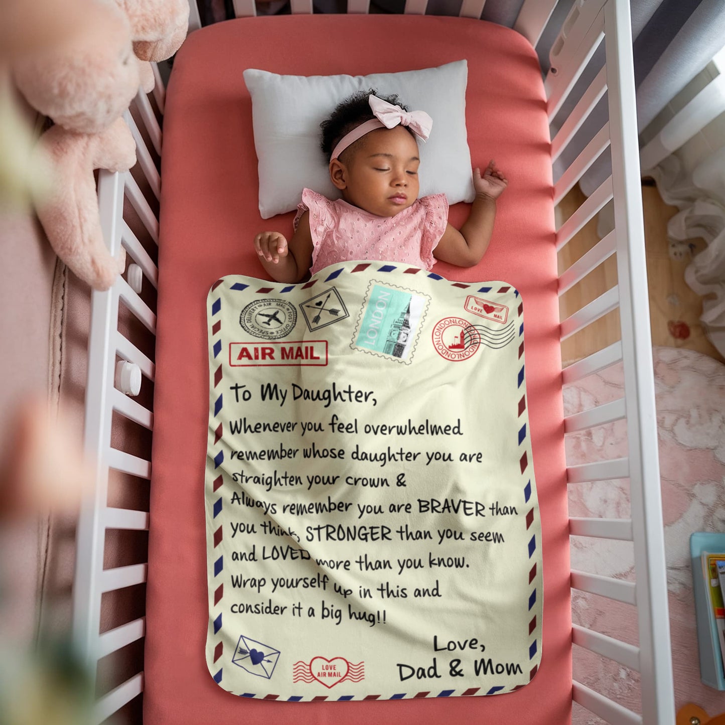 TO MY DAUGHTER LOVED FROM DAD & MOM SHERPA FLEECE BLANKET
