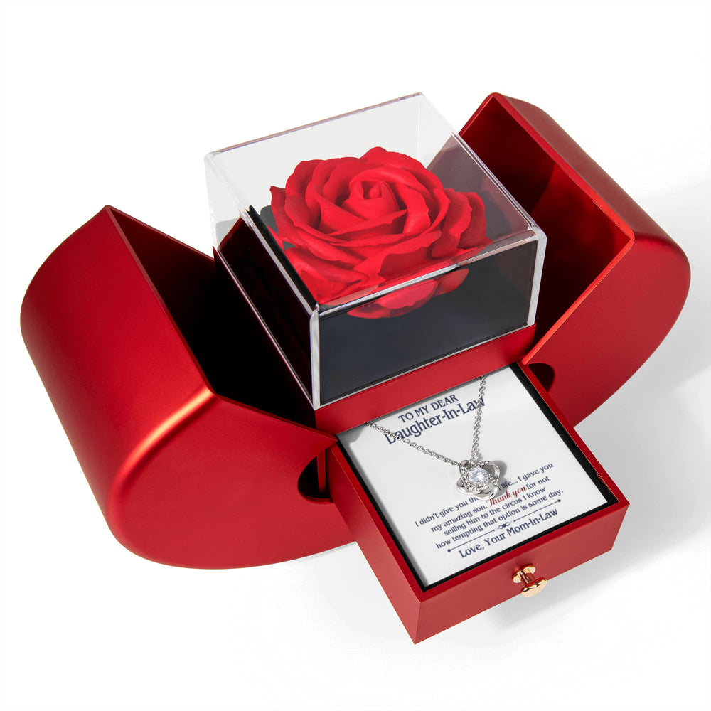 TO MY DAUGHTER IN LAW CIRCUS LOVE KNOT NECKLACE HEART BOX GIFT SET