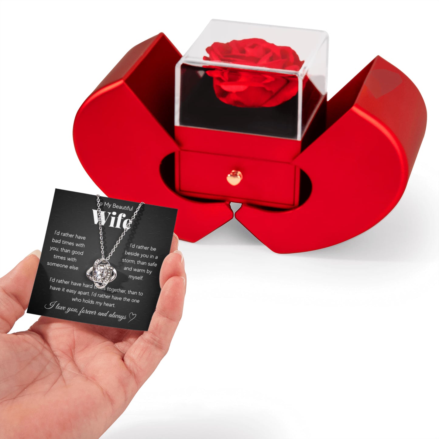 WIFE RATHER KNOT HEART ROSE BOX